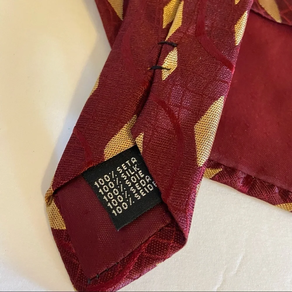 Lot of 3 Men's Neck Ties Gold Burgundy Maroon Black